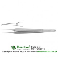 Micro Suturing Forceps Curved - With Platform Stainless Steel, 15 cm - 6" Tip Size 0.3 mm